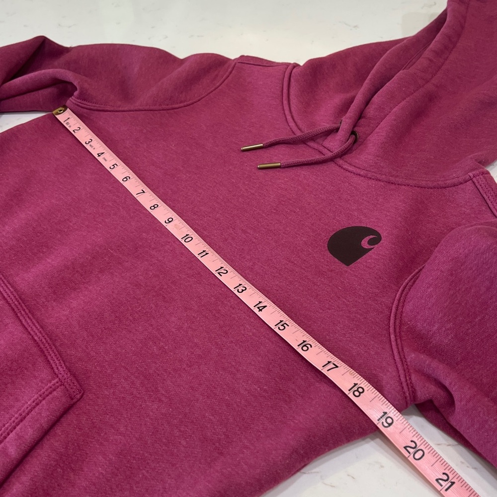 Carhartt Relaxed Fit Logo Sleeve Hoodie Sweatshirt Pink XS - Picture 9 of 11
